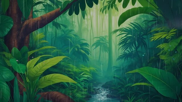 tropical jungle background, seamless looping video animated background	