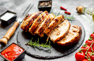 baked meatloaf on stone background