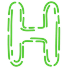 Neon green glowing minimalistic font letter H