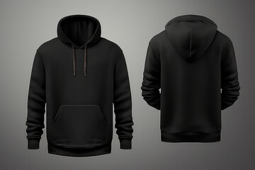 Mens Black Hoodie Template From Both Sides On Invisible Mannequin Mockup . Сoncept Black Hoodie, Men's Fashion, Template Mockup, Invisible Mannequin