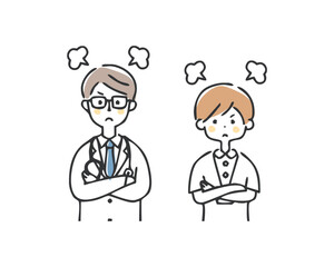 怒る医療従事者のイラスト