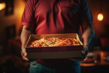 Courier delivery  pizza