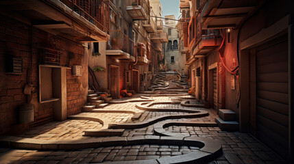 A labyrinthine maze of narrow alleyways and winding streets