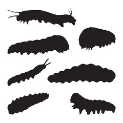 caterpillar silhouette isolated black on white background