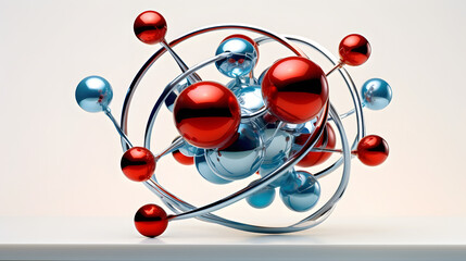 atom model on white background - obrazy, fototapety, plakaty