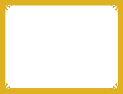 Yellow golden photo portrait frame. Vector vintage poster, invitation, business card, menu or album page. Horizontal EPS retro art or mirror border frame background in classical Victorian style