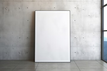 White Poster Against Concrete Wall Mockup. Сoncept Minimalist Design, Urban Aesthetics, Graphic Poster, Modern Mockup