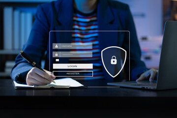 Concept of cyber security, information security and encryption, secure access to user's personal...