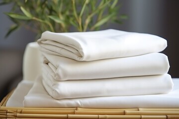 close-up of white bamboo fiber sheets stacked