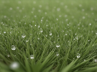 Closeup of Rain Drops on Grass