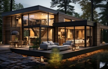 Obraz premium A modern small residential home