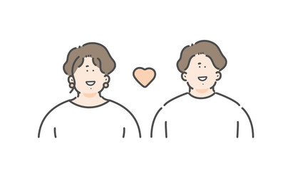 若い男女のイラストセット