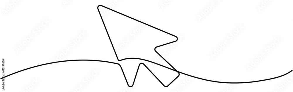 Poster mouse cursor continuous line drawn. arrow pointer linear symbol. vector illustration isolated on whi