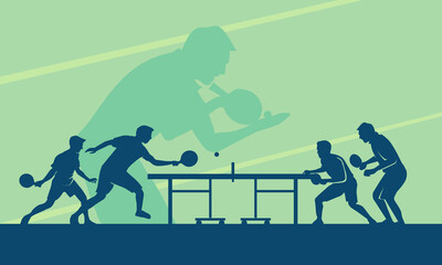 Premium Illustration of table tennis or pingpong players playing together best for your digital graphic and print	