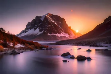 Fotobehang sunrise over the mountains © Muhammad Zubair 