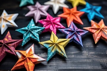 folding decorative paper stars from colorful paper