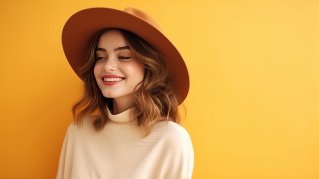 Portrait of a Beautiful Woman in a Felt Hat

