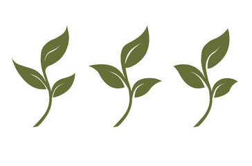Vector sprout three leaves, organic creative symbol concept. natural biocosmetics, nature