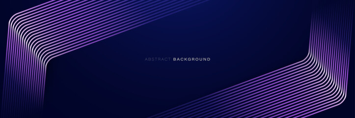 Blue abstract background with glowing geometric lines. Modern shiny purple arrow lines pattern. Vector illustration