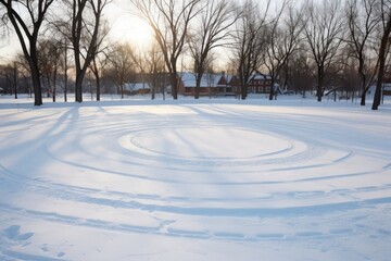 a circle of untouched snow ready for dancers