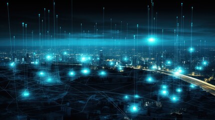 Obraz premium Smart Grid Symphony, Particles Conducting Efficient Energy Distribution