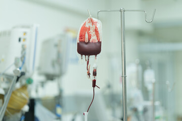 The patient is receiving blood components to replace lost blood to prevent hypovolemic shock.
