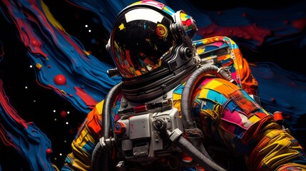 space suit pop art illustration ai generated