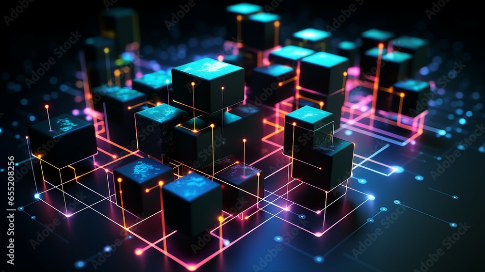 Aufkleber Abstract Blockchain Background for Financial Presentation