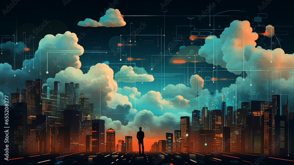 Aufkleber futuristic cloud computing background