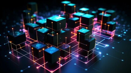 Obraz premium Abstract Blockchain Background for Financial Presentation