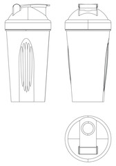 Blender Bottle shaker cups isolated on white background. Fitness, cardio, and muscle building machines. Exercise and gym concept. Vector illustration.