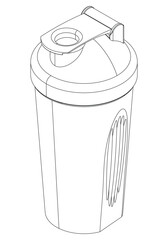 Blender Bottle shaker cups isolated on white background. Fitness, cardio, and muscle building machines. Exercise and gym concept. Vector illustration.