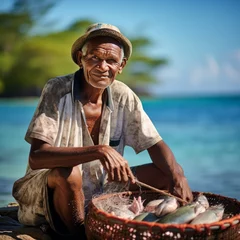 Rolgordijnen Beach fisherman zanzibar tanzania © danr13