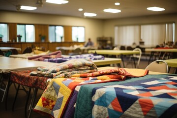 homemade quilts at a sewing circle