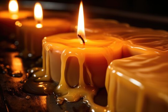 Selective focus of wooden wick for candle making at the table