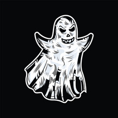 illustration vector vintage art style ghost halloween holiday horror