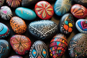 Fotobehang hand-painted pebbles with thankful words on them © altitudevisual
