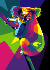 Koala Illustration in wpap pop art style