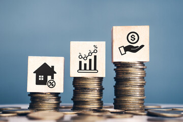 Interest rate,Financial and dividend concept.Tax,financial growth, increase, hyperinflation,...