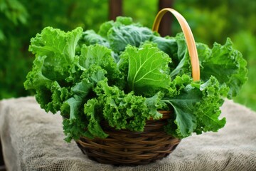 green kale in a basket