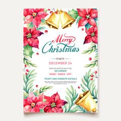 vector watercolor Christmas party poster template 