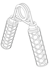 Hand Grip Strengthener. Gym equipment on white background vector illustration. Different fitness equipment for muscle building. Workout and training concept.