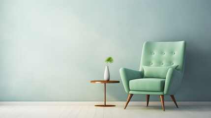 Green and white armchair