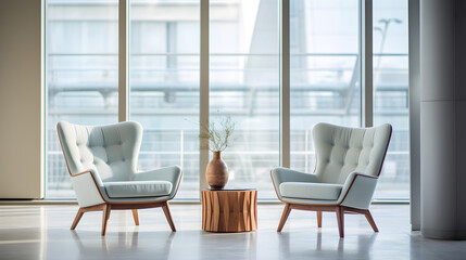 Blue and white armchair