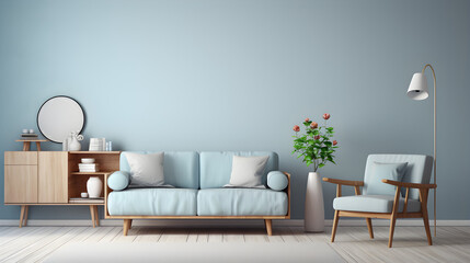 Blue in pastel colors couch