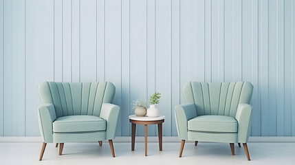 Green and white armchair