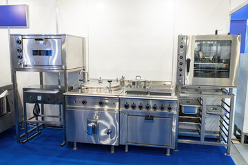 Industrial kitchen equipment. Modern restaurant technologies. Equipment for horeca. Combi steamers...