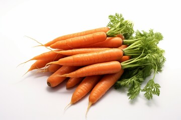 Miniature carrots against a clean white backdrop
