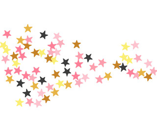 Luxury black pink gold stars random vector backdrop. Little starburst spangles holiday decoration particles. Cartoon stars random texture. Spangle symbols gift decor.