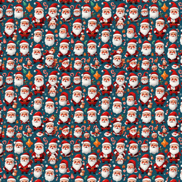 Pattern a tema di Natalizio con Babbo Natale e decorazioni